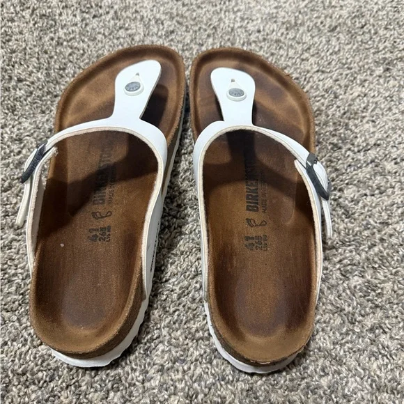 Birkenstock White Thong Sandals with Buckle - Picture 3 of 6